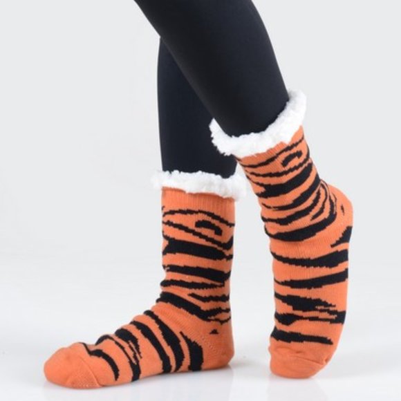 Tiger Stripe Sherpa Lined Slipper Socks - Picture 5 of 5